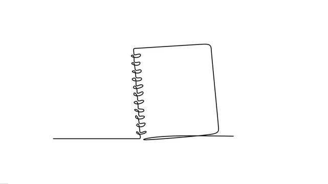 Notebook spiral bound continuous line art animation