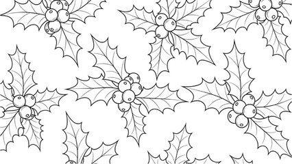 Holly leaves and berries illustration created with 2D AutoCAD © Stock Image Paradise