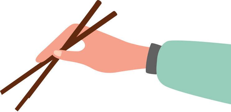 Man holding chopsticks by right hand