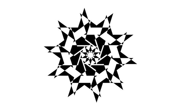 geometric black and white starburst explosion design isolated on white background
