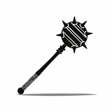 Black Silhouette of a Spiked Mace