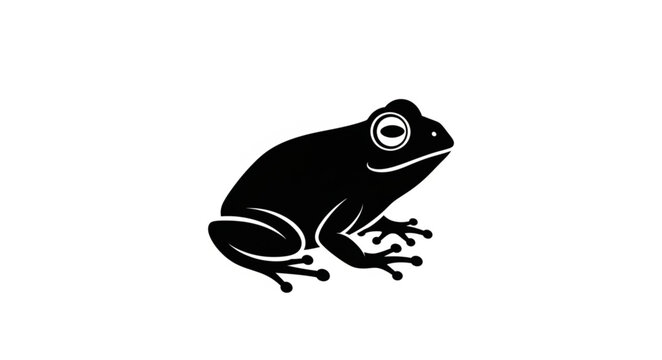 Black silhouette of a frog on a white background.