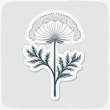 Stylized Dill Flower Illustration