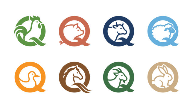 Horse head logos in colorful circles.