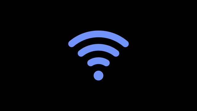 No Use wifi icon animation . no wi-fi use . Network signal error sign. Net Connection lost symbol on alpha chanel. 4k video animation