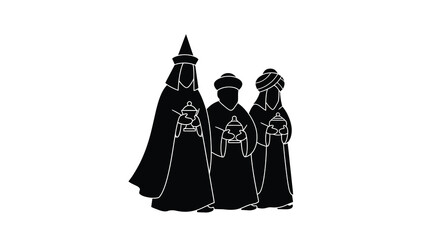 Fototapeta premium three wise men holding gifts silhouette high quality professional detailed
