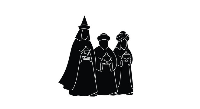 three wise men holding gifts silhouette high quality professional detailed