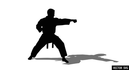 Fototapeta premium Martial arts man in fighting stance.