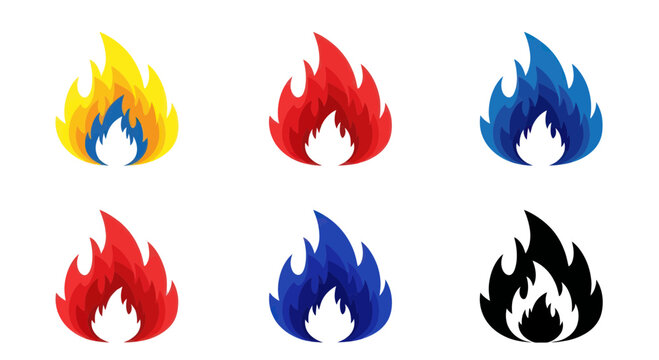 Colorful flame icons in different colors.