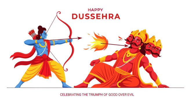 Hindu god Rama fighting Ravana Dussehra.