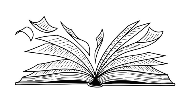 Open Book with Leaves Emerging.