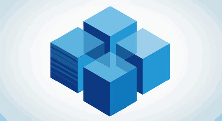 Obraz premium Geometric blue cubes arranged in a grid on a gradient background