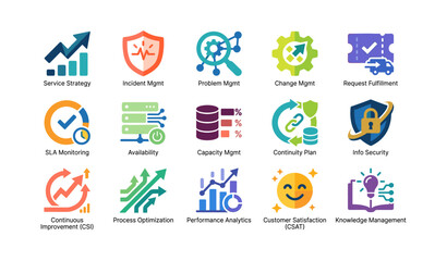 Fototapeta premium Service management and it operations icons on white grid