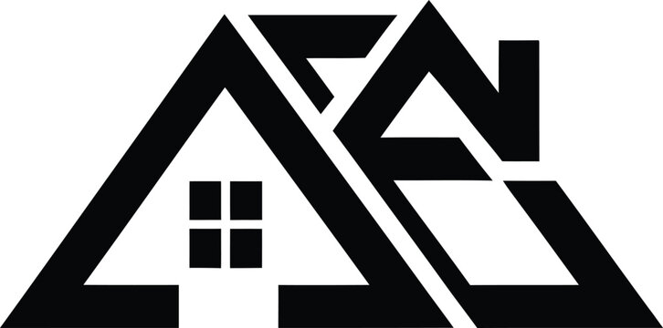 Modern geometric house roofline logo with real estate