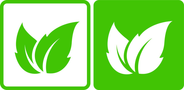 Eco emblem with green leaves icon