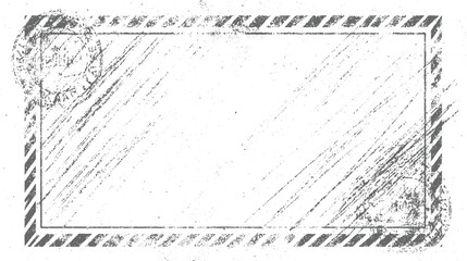 Obraz premium Distressed grey postage stamp frame with diagonal hatching and textured border