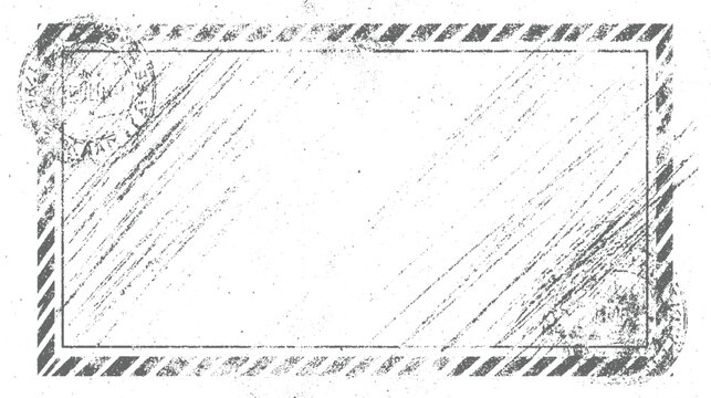 Distressed grey postage stamp frame with diagonal hatching and textured border
