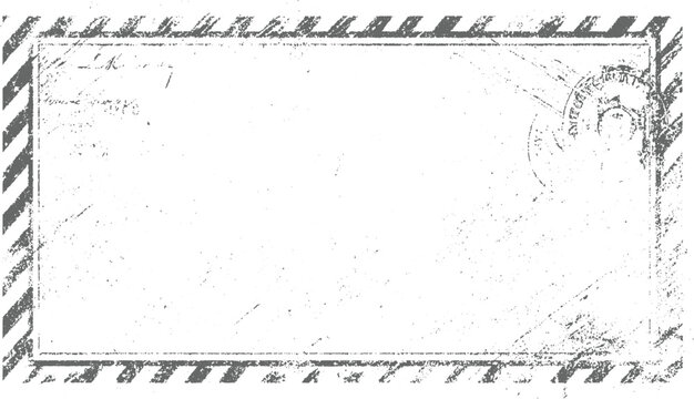 Vintage envelope with diagonal stripe border and faded postmark paper texture grunge
