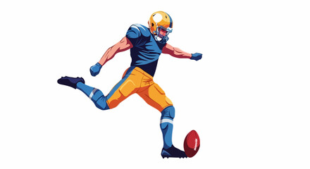 Fototapeta premium An American football player in full uniform kicks a football with precision and power, showcasing athleticism and determination