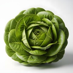 Obraz premium Fresh head of green lettuce isolated on white background photography