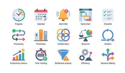 Fototapeta premium Productivity icons showing project management concepts on white