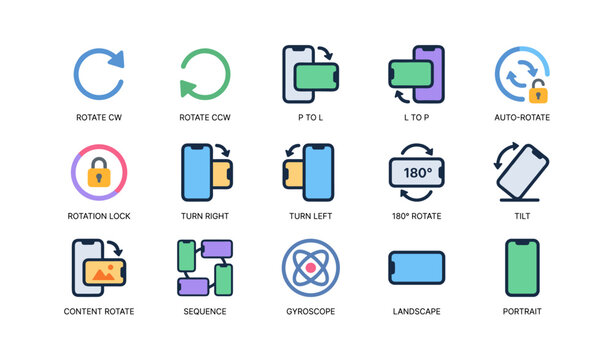 Device rotation and orientation icons arranged in a grid layout