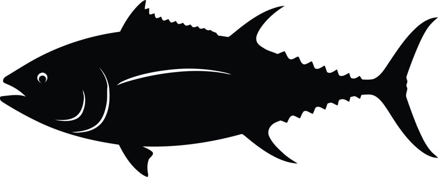 Black silhouette of a tuna fish a marine creature illustration