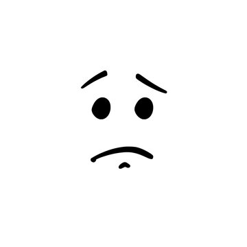 Confused face icon logo design. Puzzled emoticon sign and symbol. Confused face icon. Confused doodle for stickers and social media reaction.