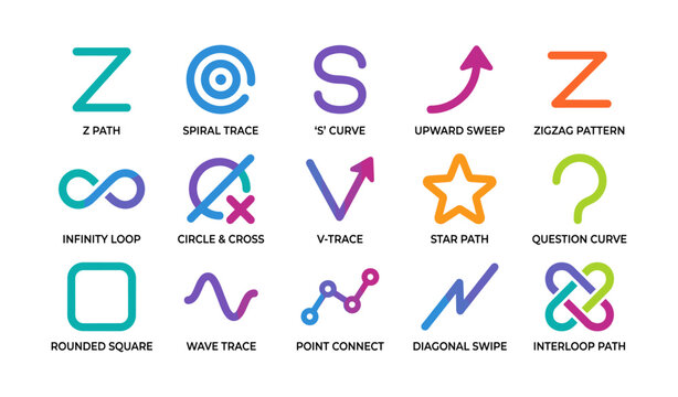 Abstract path and trace icons illustrating line patterns