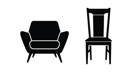 Fototapeta premium armchair and dining chair silhouettes high quality professional detailed modern
