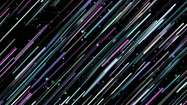斜めに流れる粒子の雨が躍動する幻想的な抽象背景