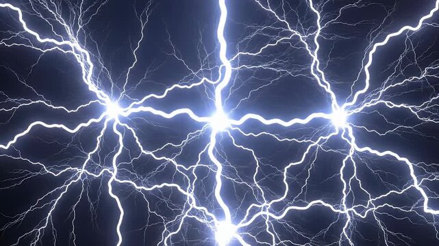 A dramatic image captures a powerful lightning strike illuminating a dark, stormy sky with brilliant white bolts.