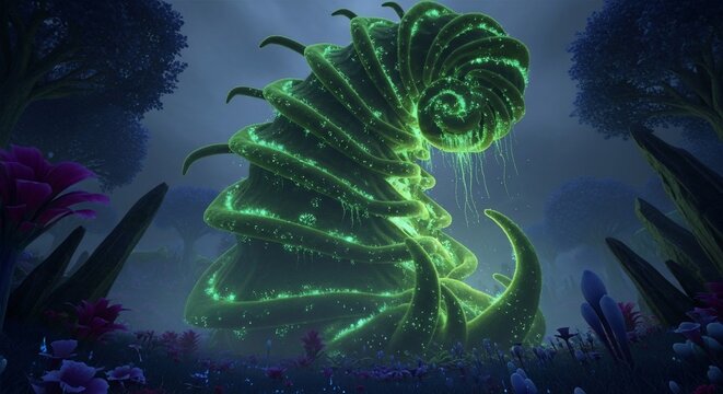 Abstract glowing plant structure