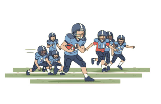 Kids Playing American Football Sticker. 