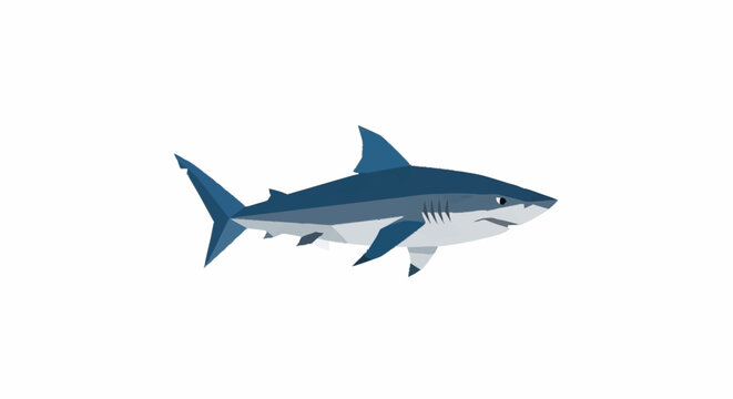 Blue shark toy model swimming.