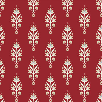 Ruby Red Indian Buti Floral Print