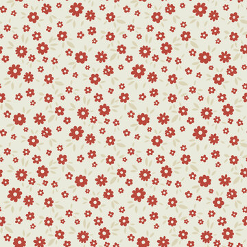 Ivory Small Calico Floral Textile Pattern