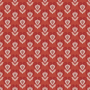 Ruby Red Damask Floral Textile Pattern