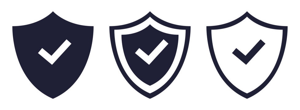 Security shield check protection and verification icons