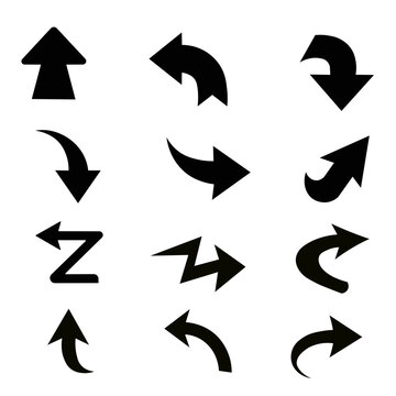 Set black arrow on white background 