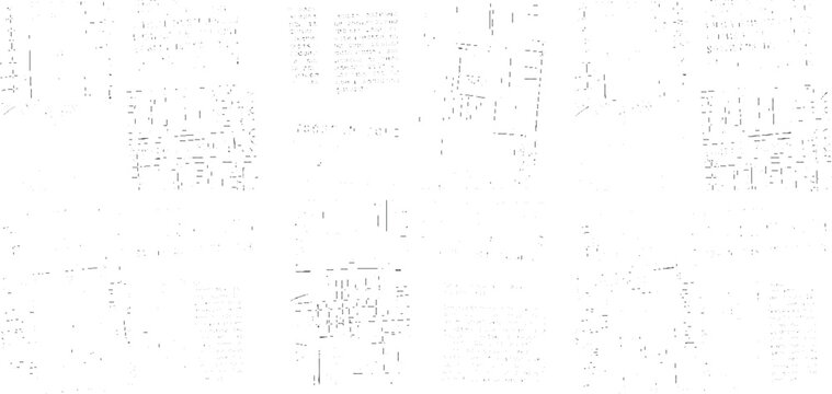 Black and white abstract pattern of lines and dots resembling text