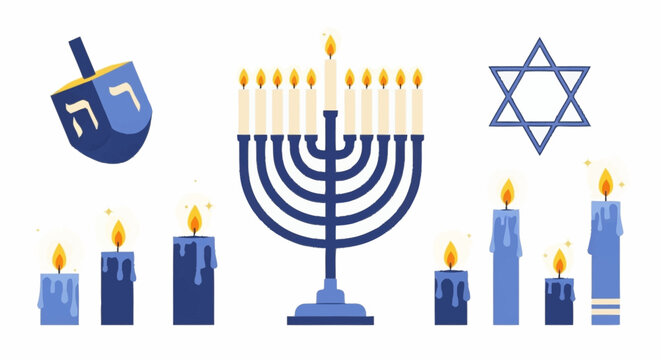 Hanukkah Jewish Holiday Symbols.