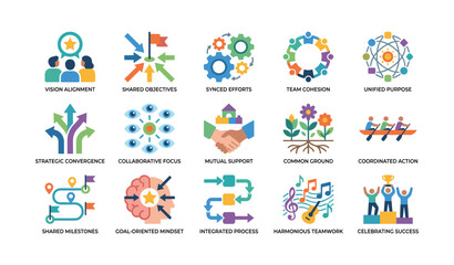 Fototapeta premium Teamwork icons illustrating collaboration concepts on white background