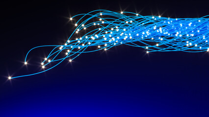 Naklejka premium Fiber optics transferring data with light rays 3d