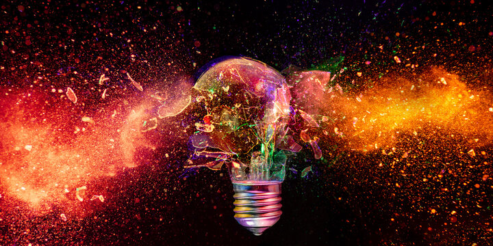 Real Exploding light bulb shattering