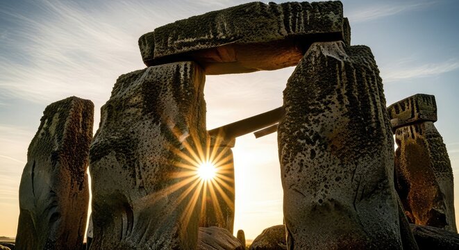 Stonehenge at sunset ancient monument bathed in golden light