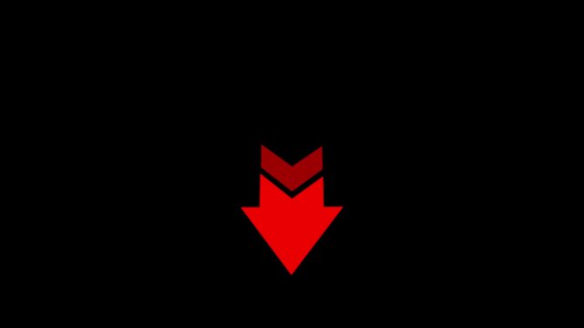 Arrow animation on black background.direction arrow icon motion.
