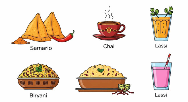 Indian Food and Drink Variety.