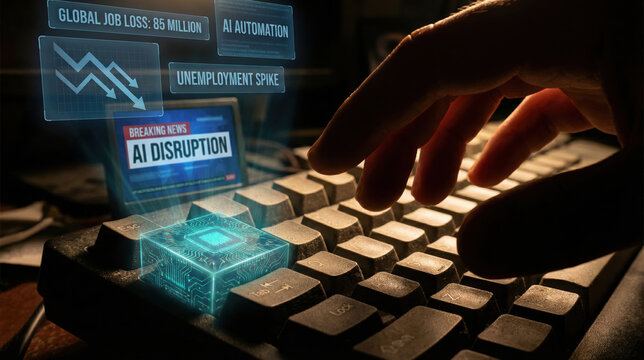 AI automation risk and job displacement cause global job loss and unemployment spike with AI disruption impacting workforce and economy