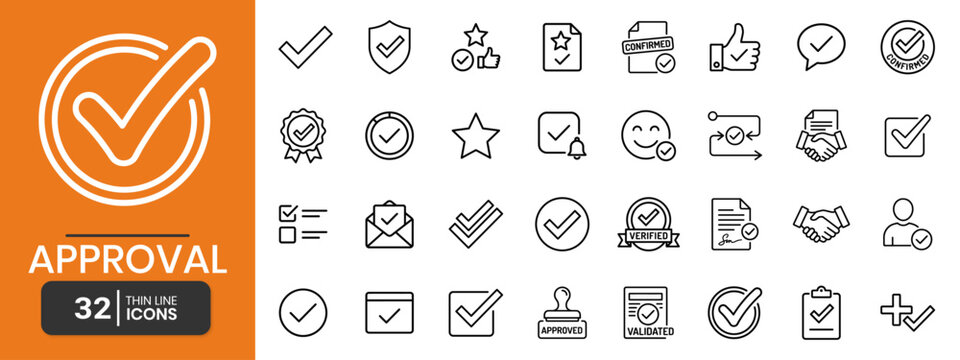 Approval Confirmation Check Mark Icons
